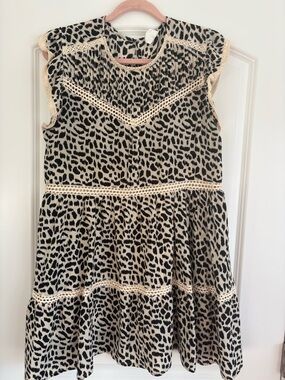 By Together Black and Cream Leopard-Print Sleeveless Casual Dress